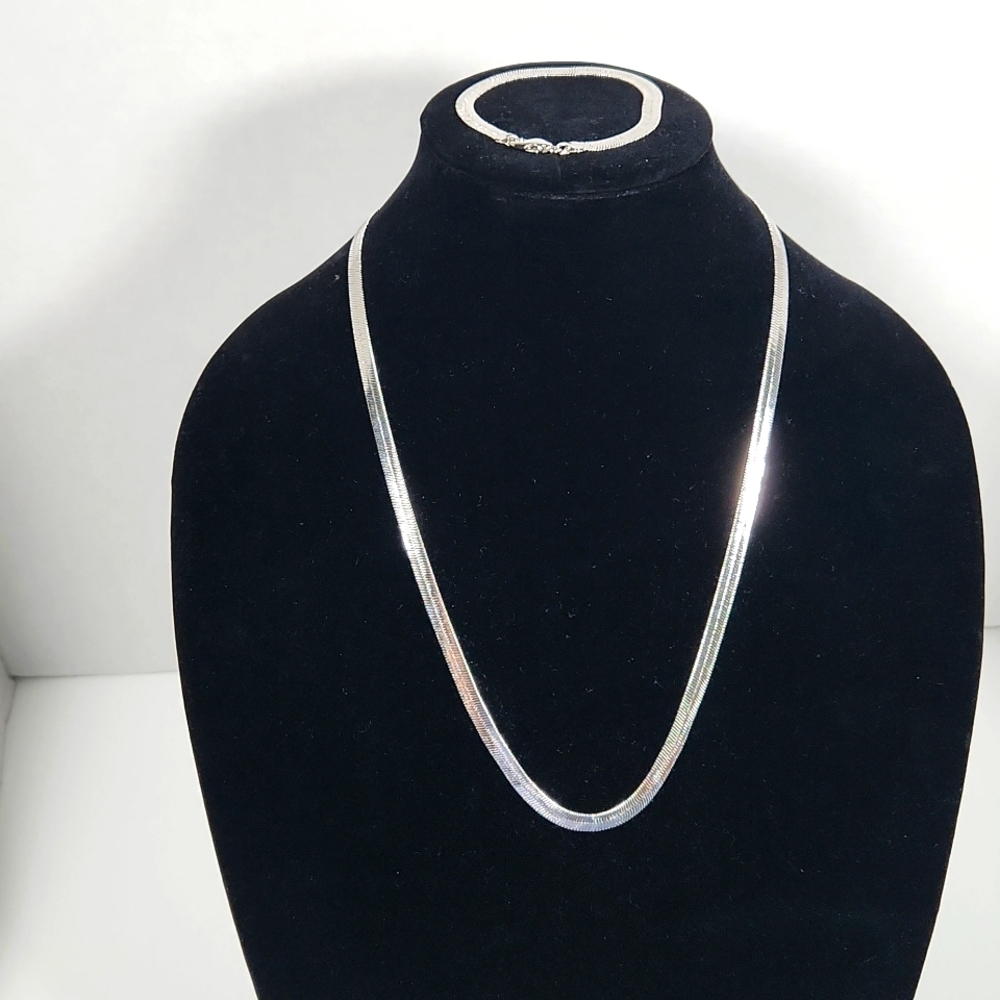 Herringbone Sterling Silver Neclace and Bracelet